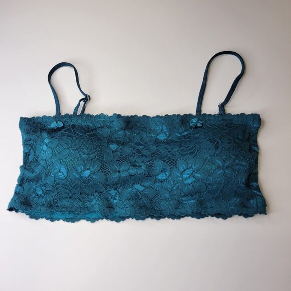 Sexy Blue Bralette Crop Top Lace Bandeau Adjustable Straps Removable Pads - NEW - Picture 9 of 12